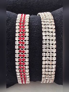 Rhinestone Tennis Bracelets - Red & Clear Sparkle